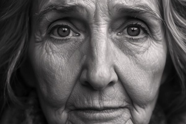 Старая женщина с грустными глазами
