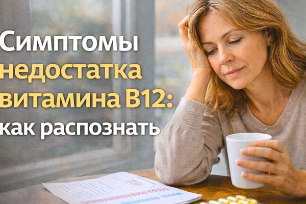 Женщина с усталостью утром — симптомы недостатка витамина B12 и признаки дефицита.